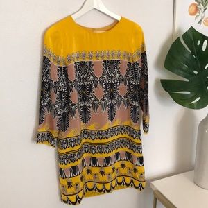 *J.Crew* Long Sleeve Printed Silk Dress